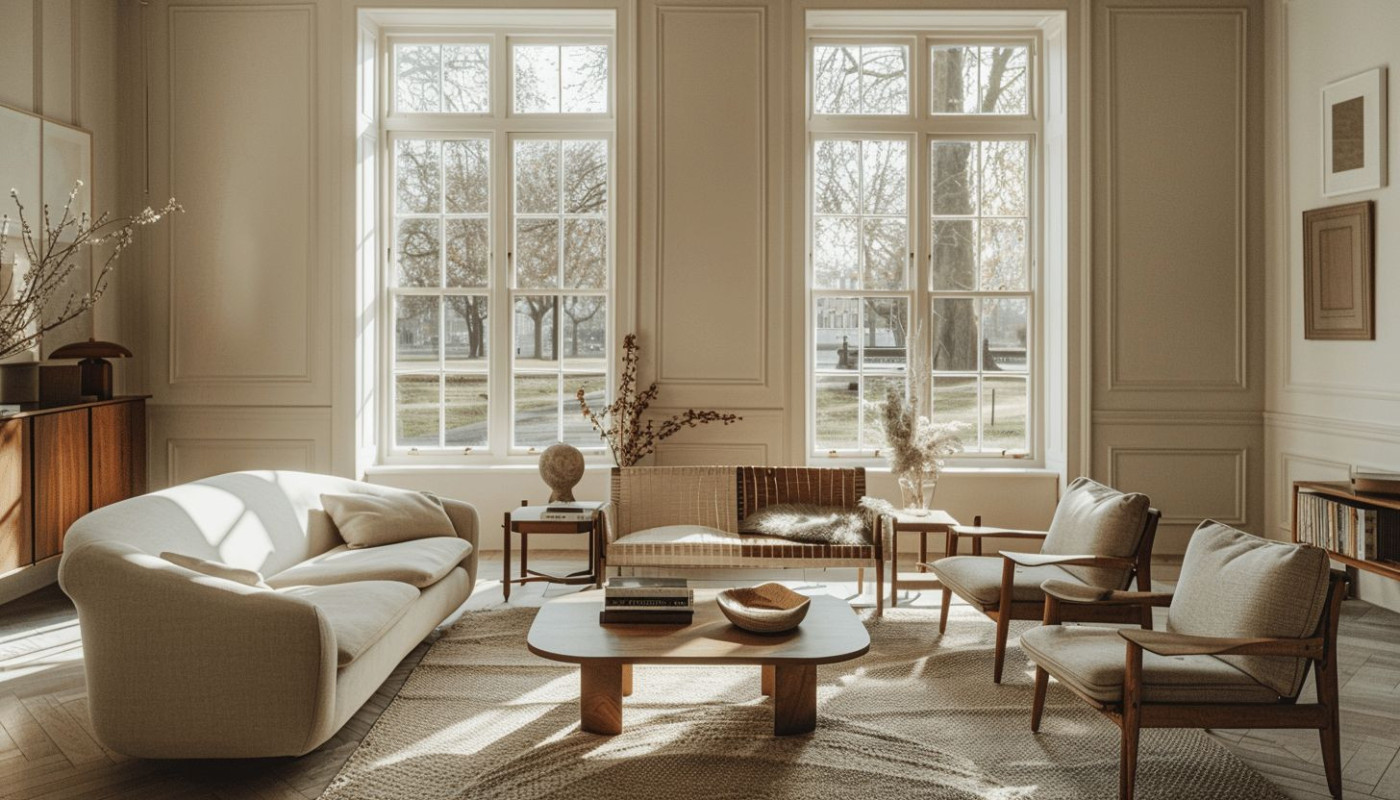 Ein Wohnatelier in London im modern-vintage skandinavischen Stil